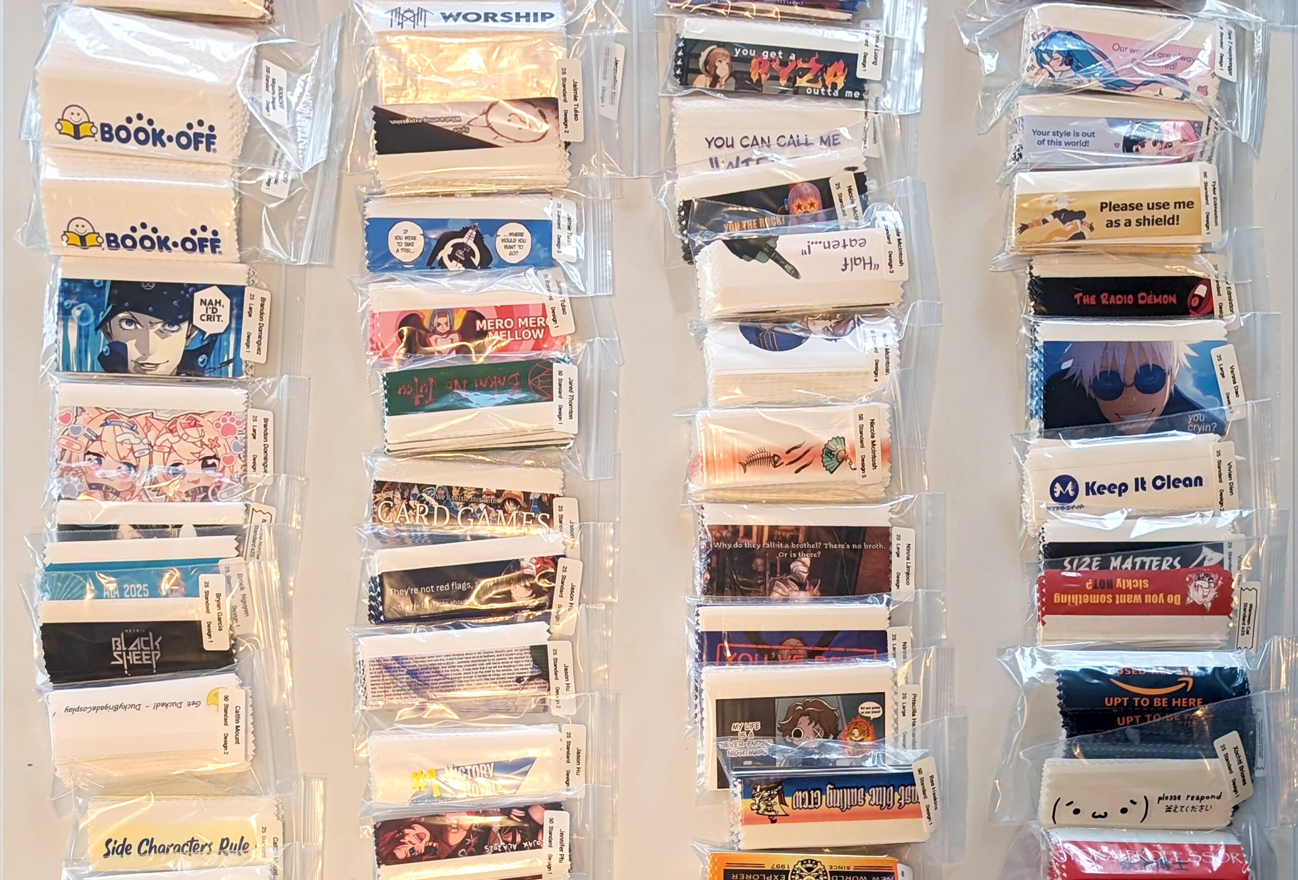 Custom printed ribbons made at Animé LA